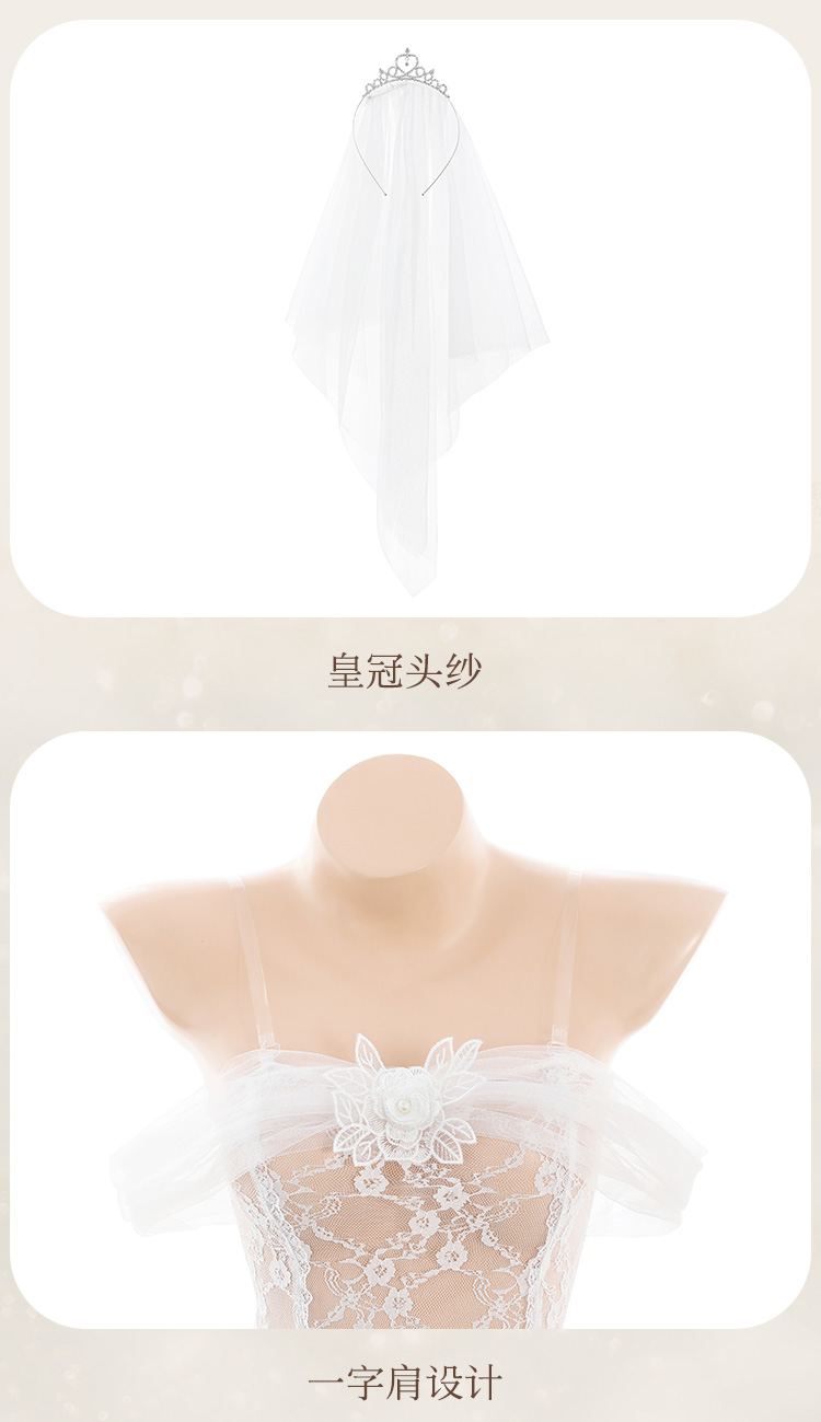 6634一字透纱花蔓蕾丝新娘装(图12)