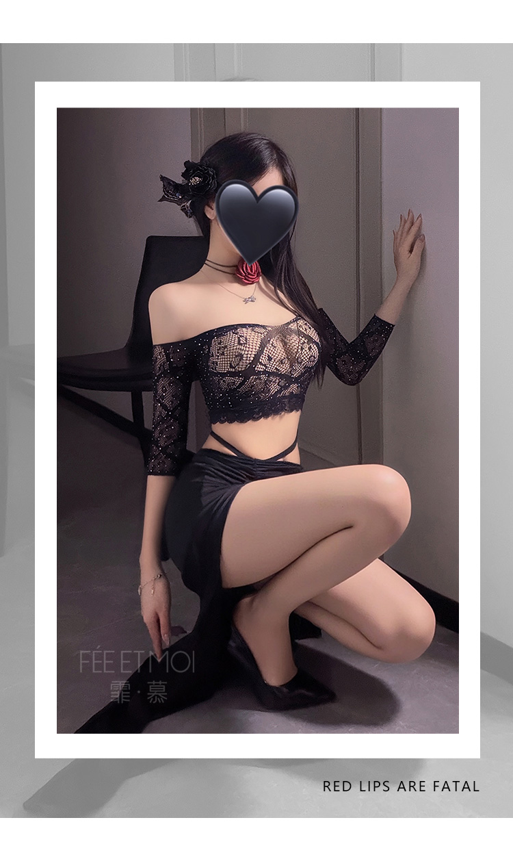 ZY110暗欲交织透胸网衣制服套装(图8)