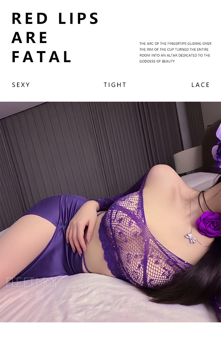 ZY110暗欲交织透胸网衣制服套装(图7)