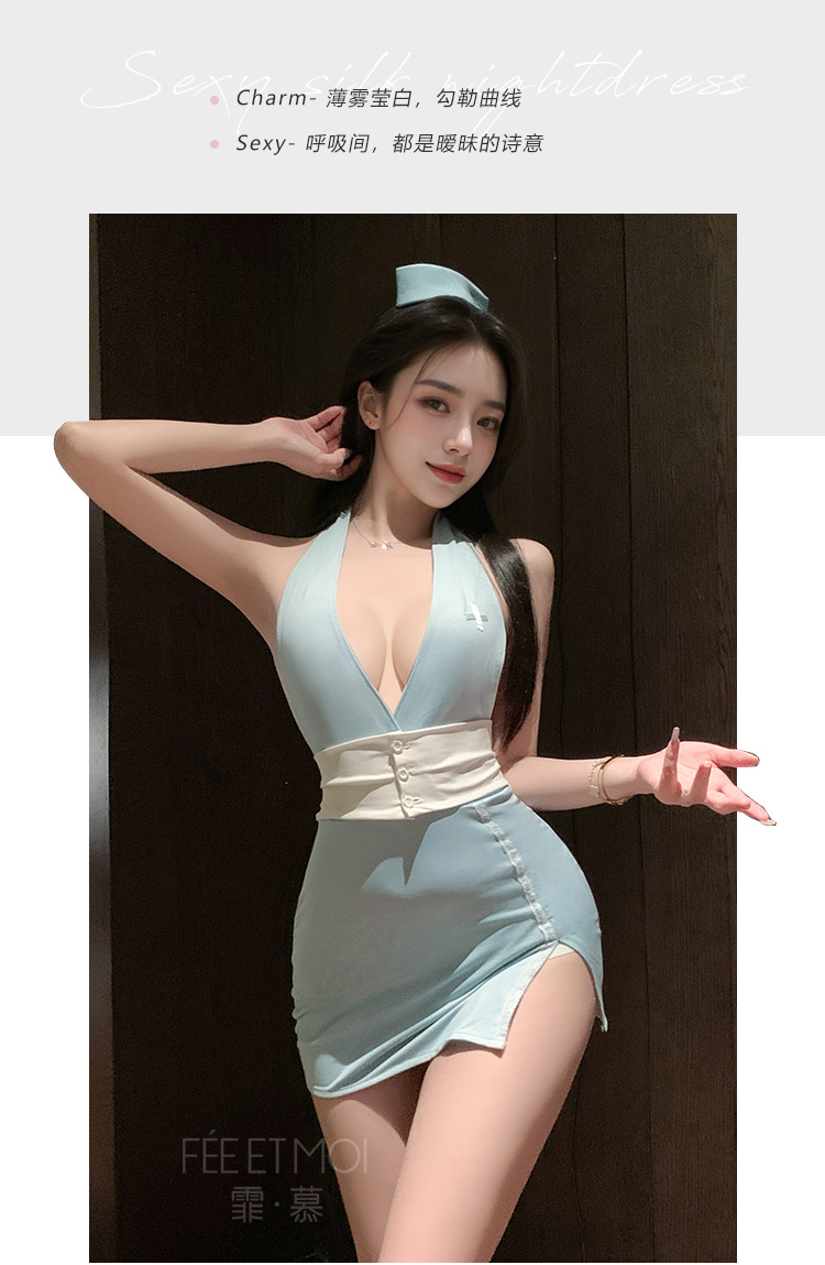 ZY66私人护士深V露沟连衣裙(图5)
