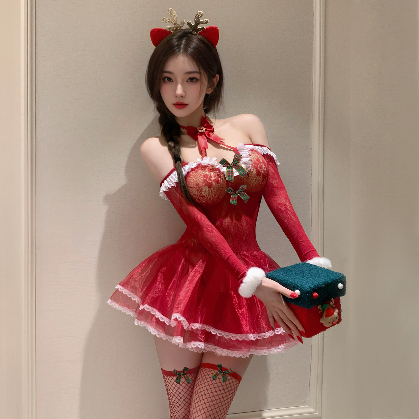 ZY155惹火透肤麋鹿网衣制服套装(图3)