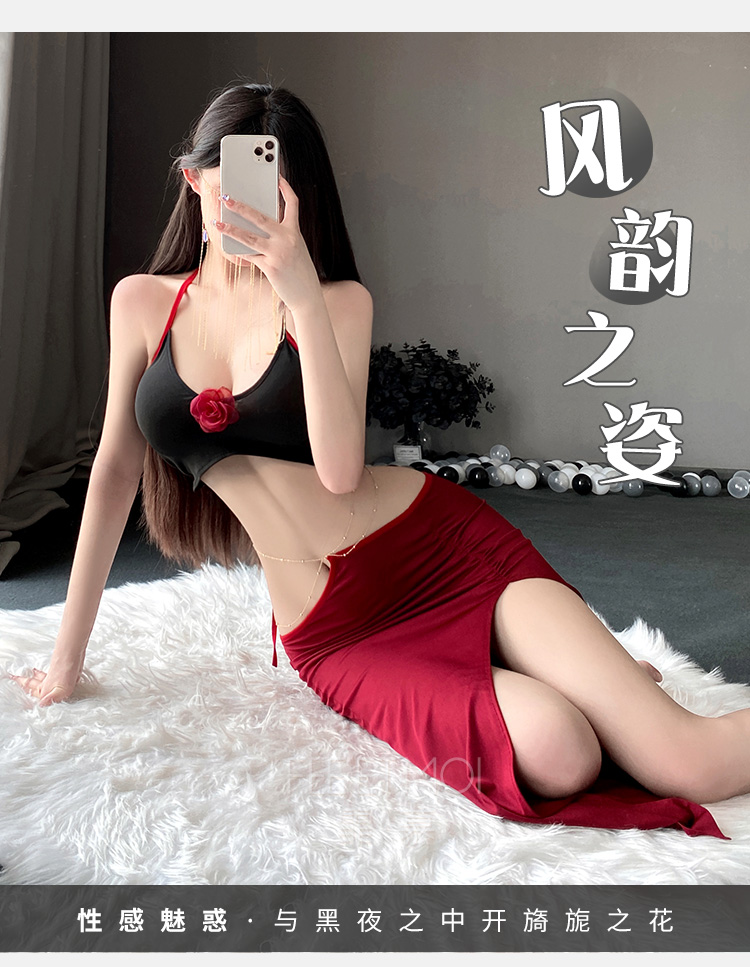 6615金链饰腰性感裸背套装(图12)