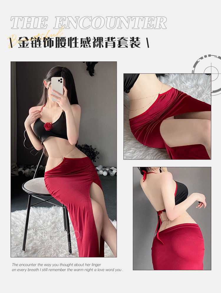 6615金链饰腰性感裸背套装(图11)