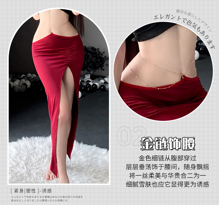 6615金链饰腰性感裸背套装(图6)