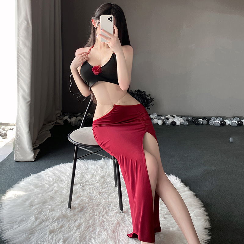 6615金链饰腰性感裸背套装(图4)