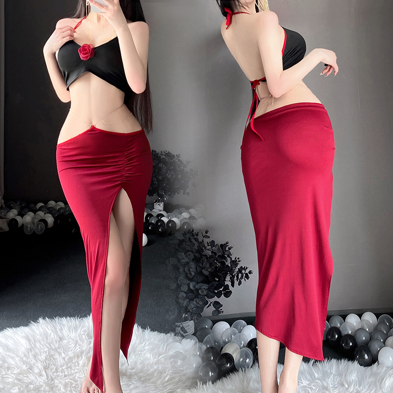 6615金链饰腰性感裸背套装(图12)