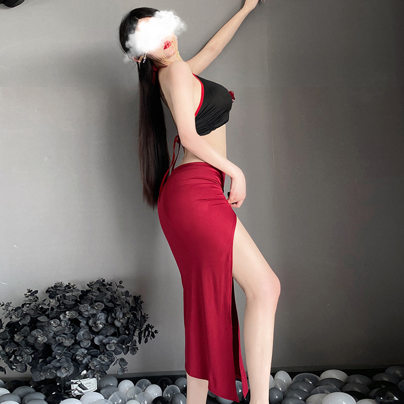 6615金链饰腰性感裸背套装(图8)