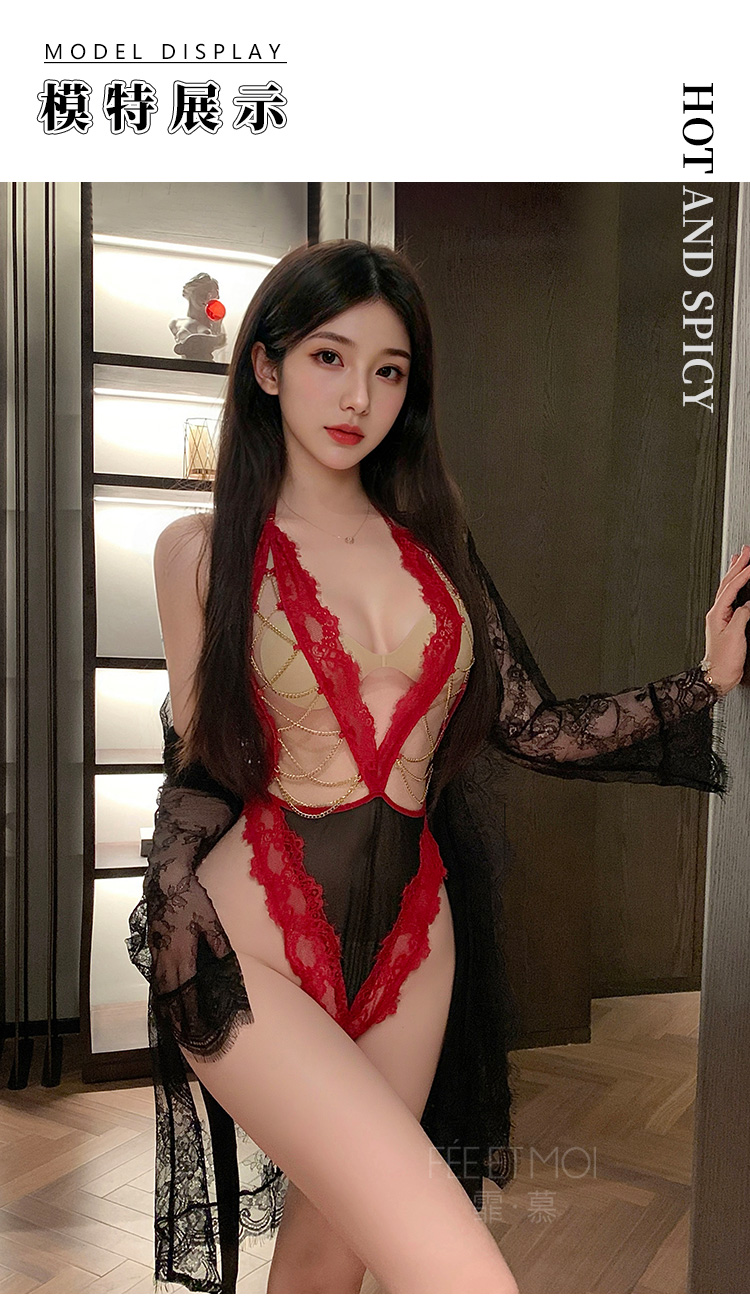 ZY109尤物陷阱金链覆胸连体衣(图4)