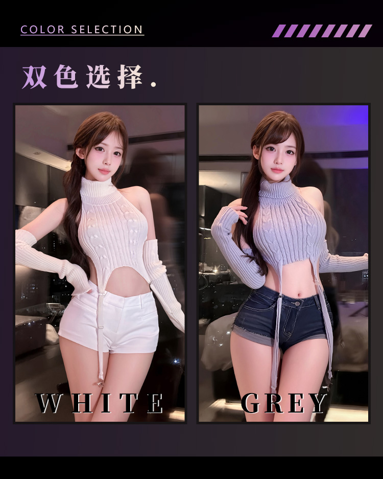 6002性感辣妹高领吊带毛衣(图5)