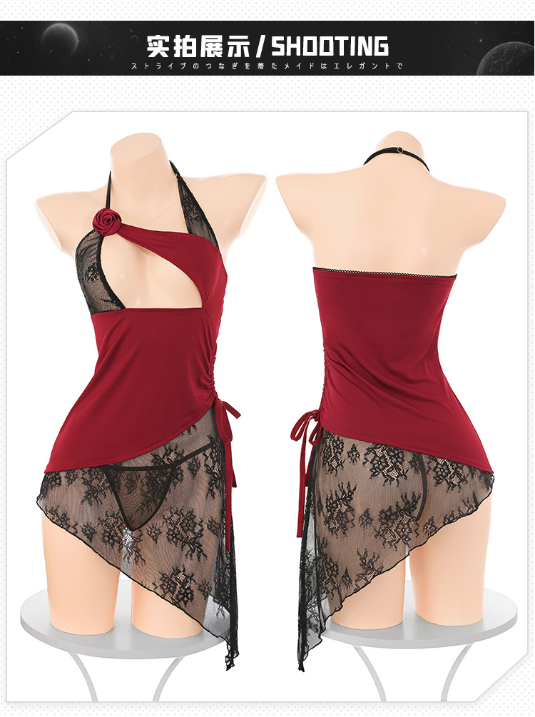 ZY159诱惑玫瑰挂脖透视连衣裙(图11)