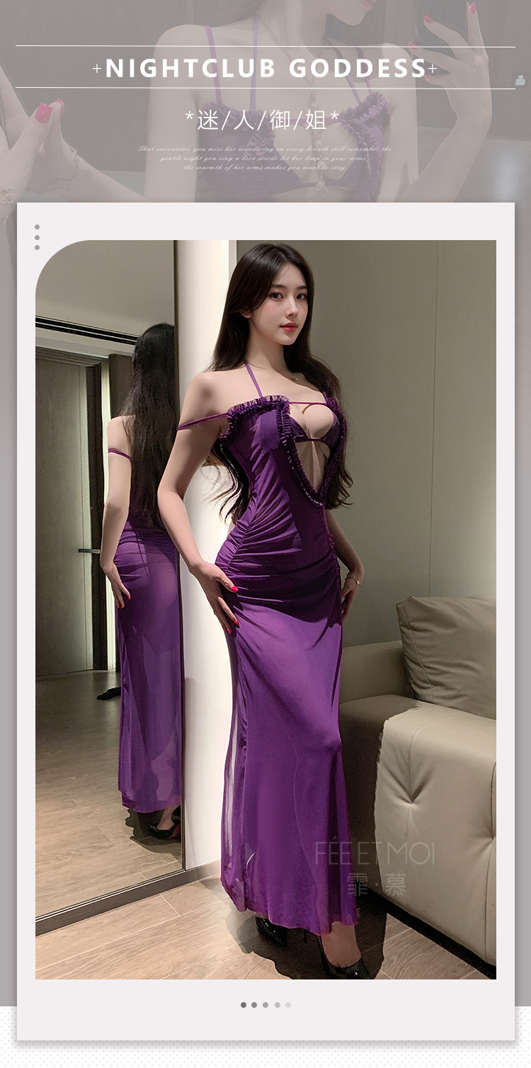 6539风情比基尼镂空开衩长裙(图1)