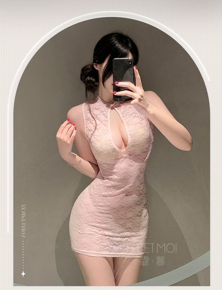 ZY175粉漾缠绵露沟透肤连衣裙(图11)