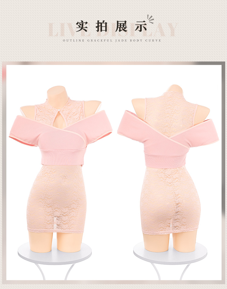 ZY175粉漾缠绵露沟透肤连衣裙(图12)