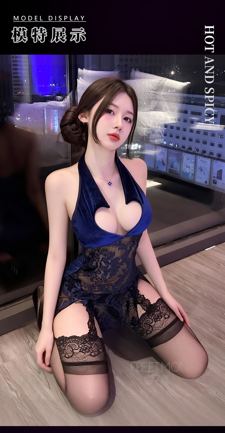 ZY146爱心露沟透肤绣花连衣裙(图4)