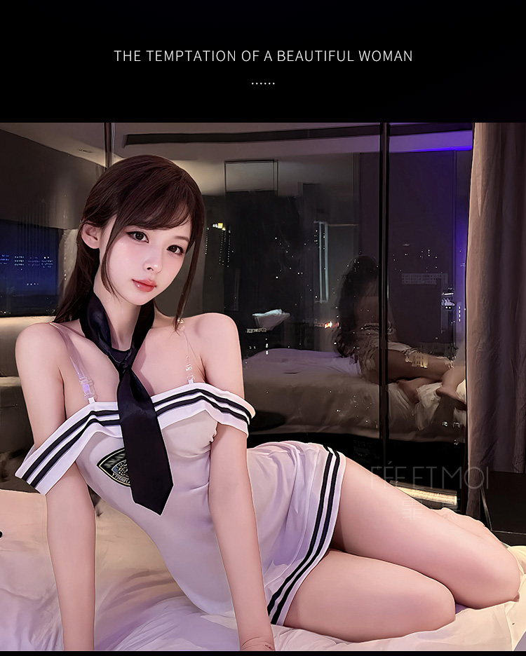 6413一字肩绑带裸臀教官制服(图8)