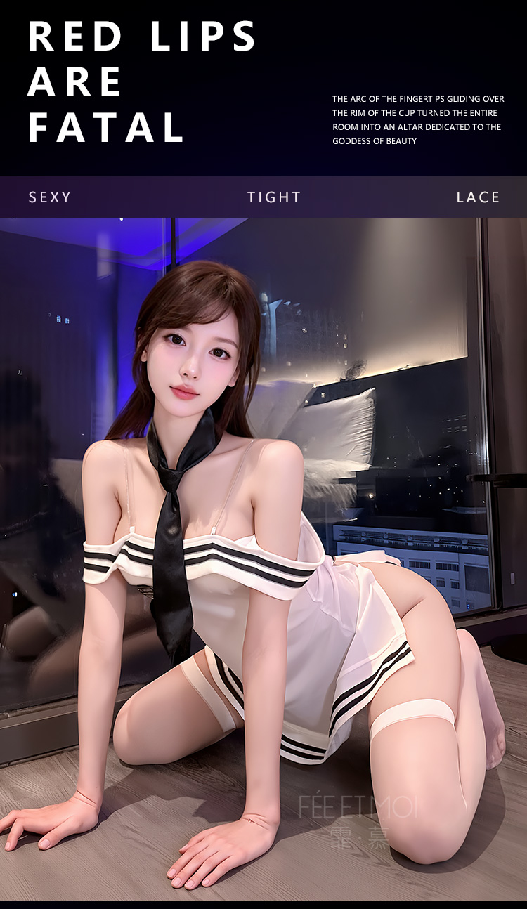 6413一字肩绑带裸臀教官制服(图6)