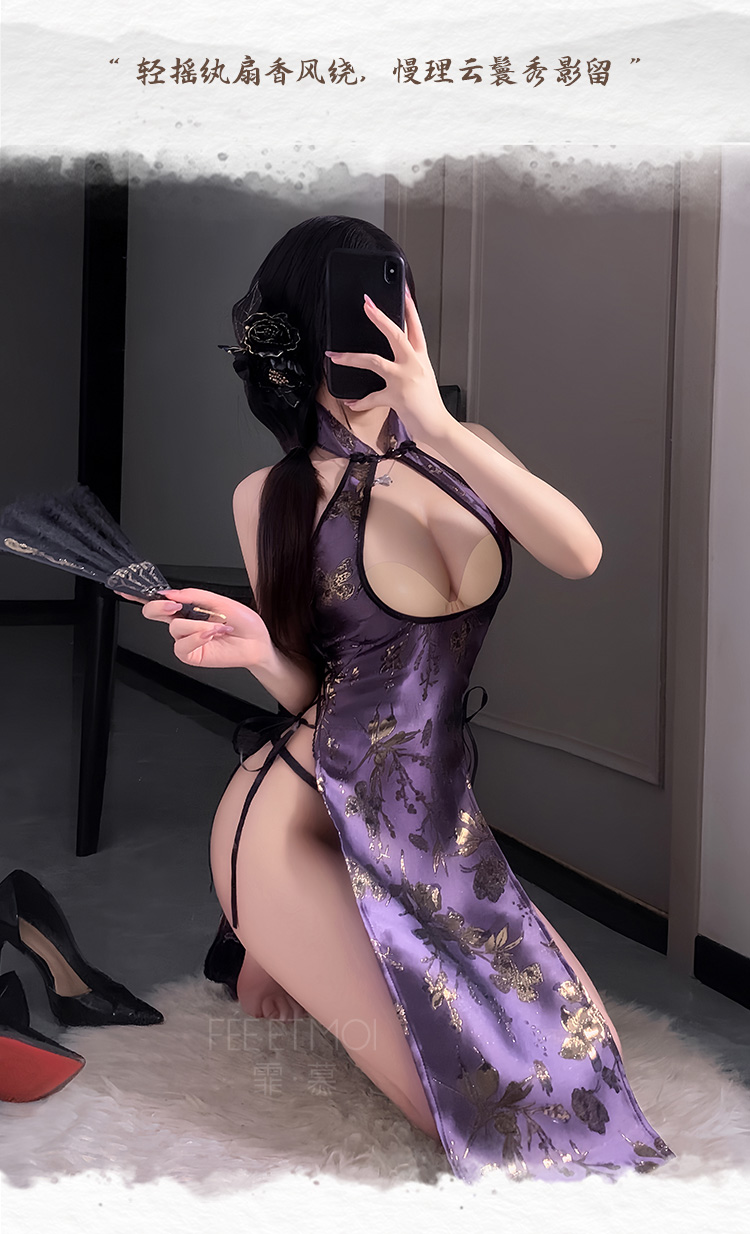 ZY138鎏金岁月中式绑带旗袍(图8)