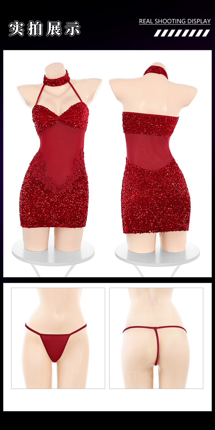 ZY195燃欲萦心亮片名媛连衣裙(图10)