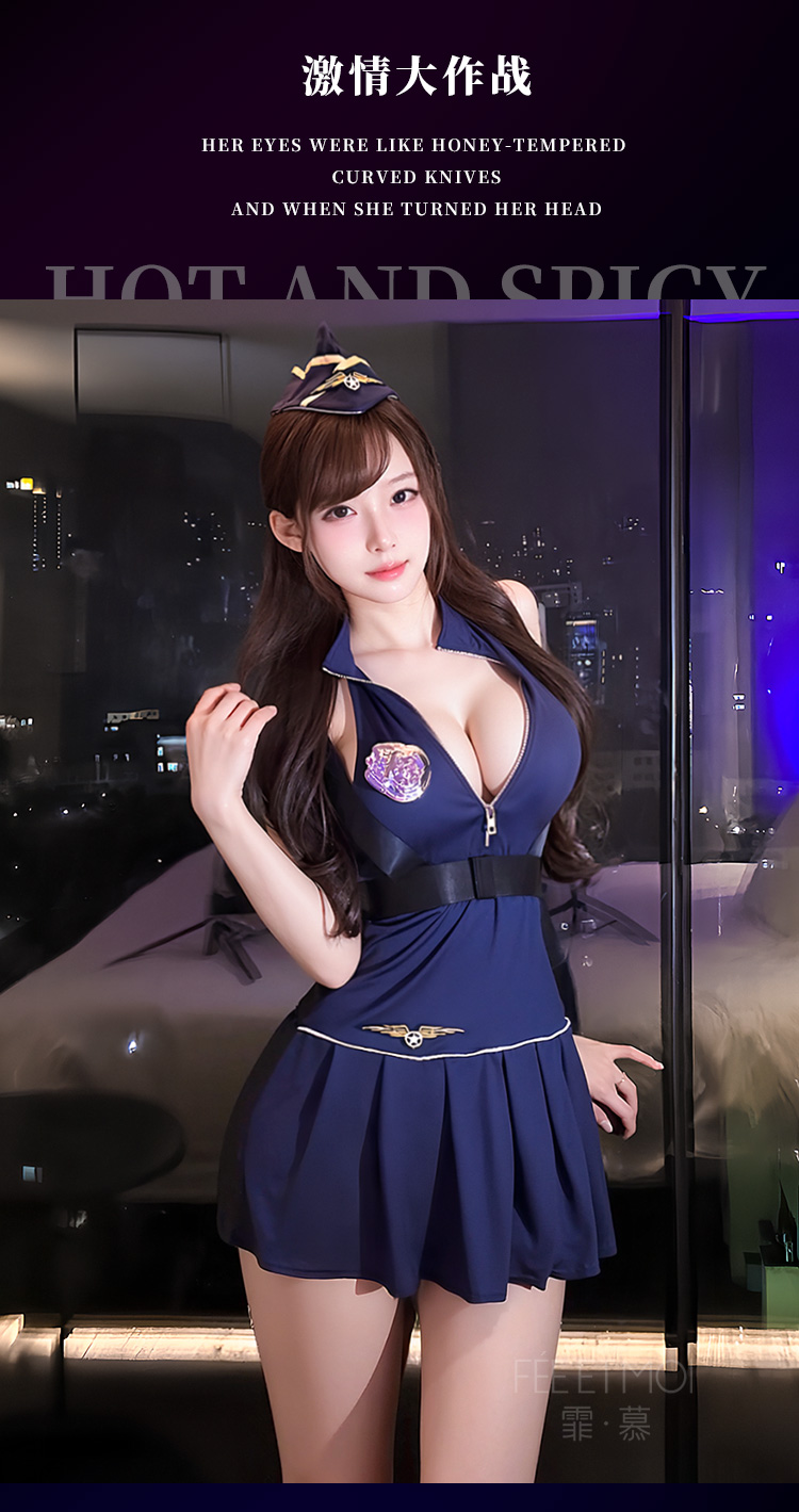 ZY114夜巡教官拉链露胸透臀装(图7)