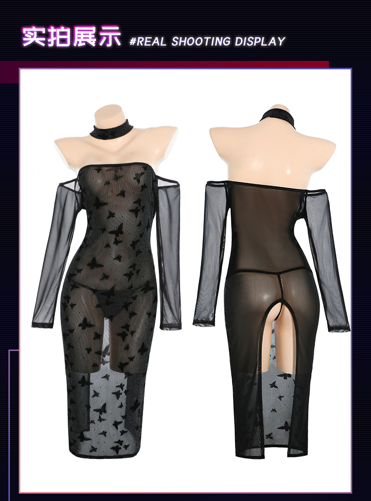 ZY128夜欲蝶影透肤开衩连衣裙(图12)