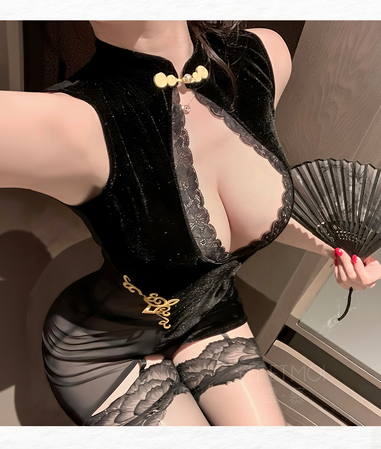 ZY176媚影芳华镂空深V旗袍(图10)