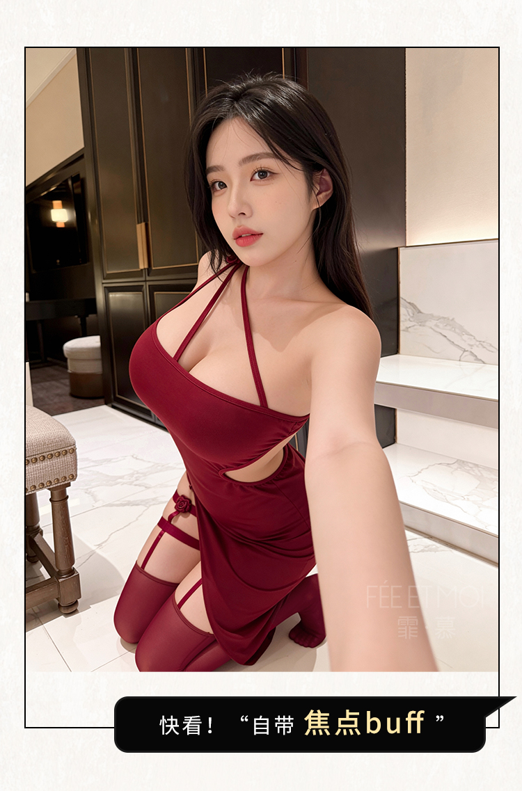 ZY188绯色玫瑰单肩露背连衣裙(图8)