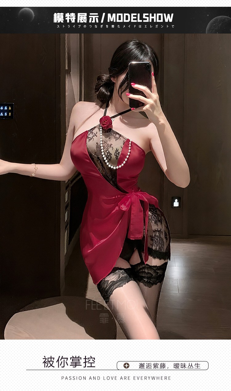 ZY181永夜玫瑰风情系带连衣裙(图5)