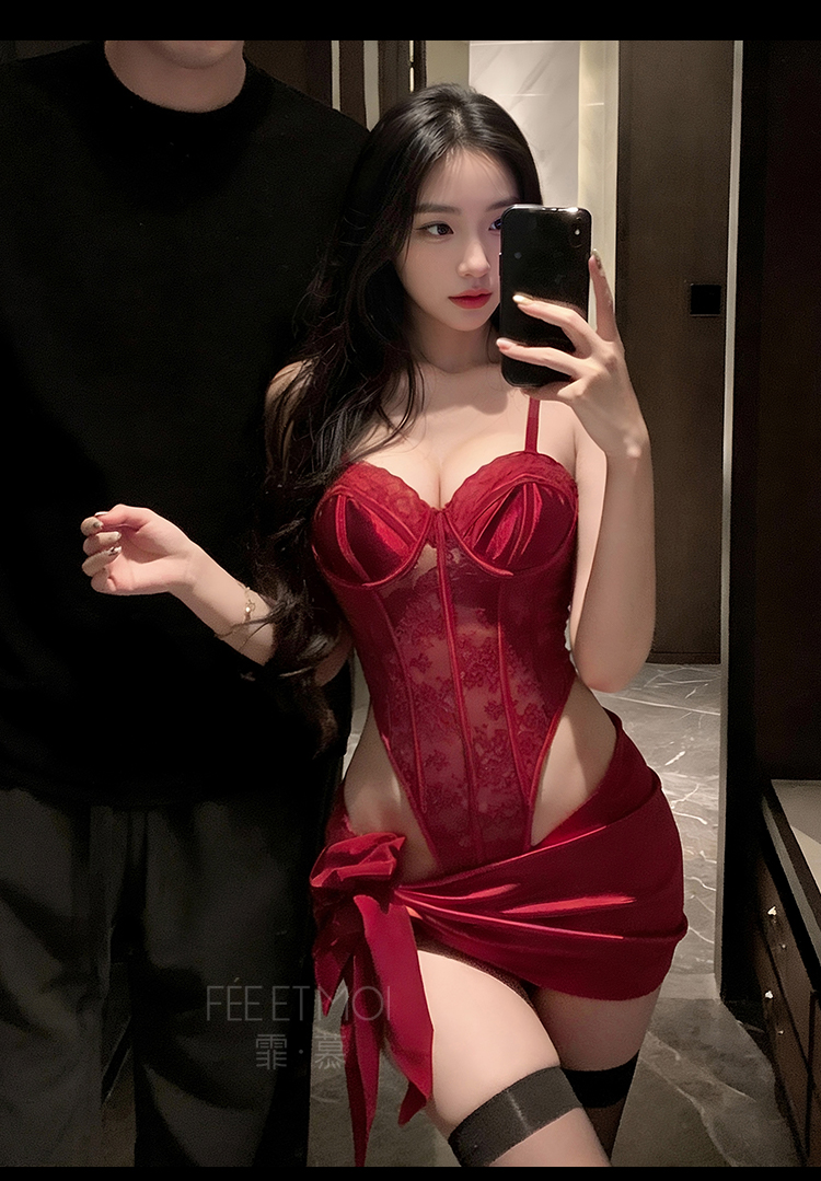 7717夜色撩欲钢圈连体衣套装(图17)