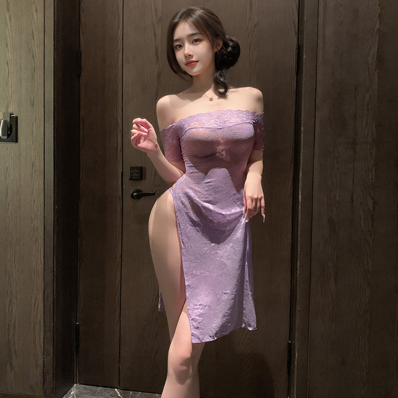 6713漫野玫瑰一字领透视旗袍(图4)