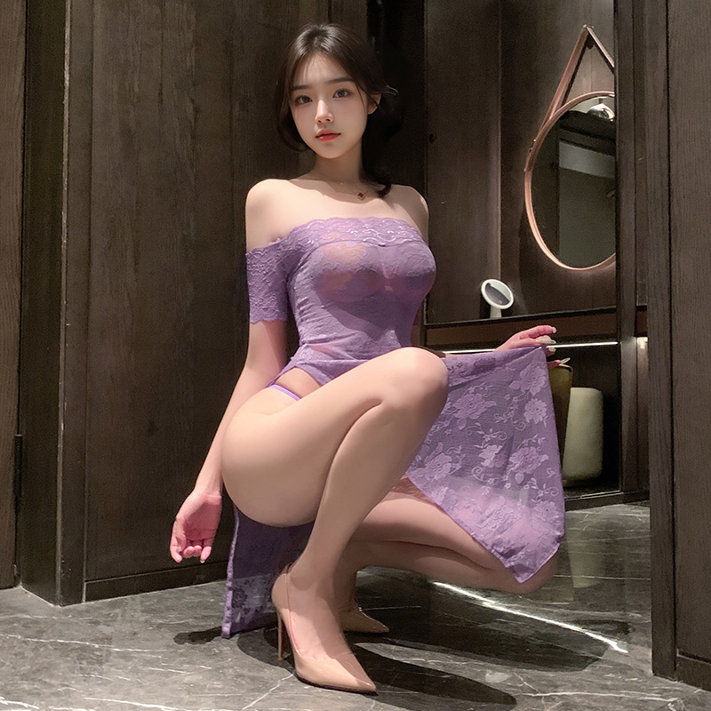 6713漫野玫瑰一字领透视旗袍(图3)