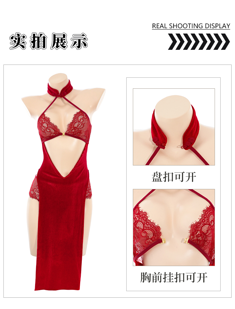 ZY184风情玫瑰挖空盘扣旗袍(图10)