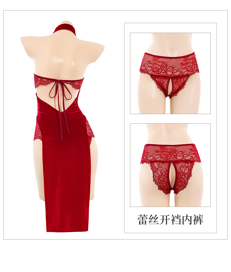 ZY184风情玫瑰挖空盘扣旗袍(图11)