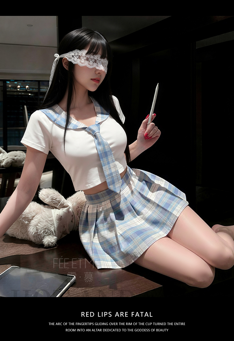 7039日系格子纯情学院装(图13)