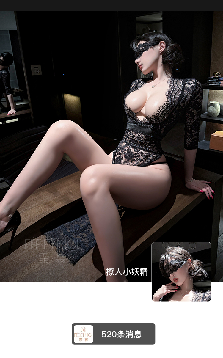 6363深V高开透视蕾丝长裙(图6)