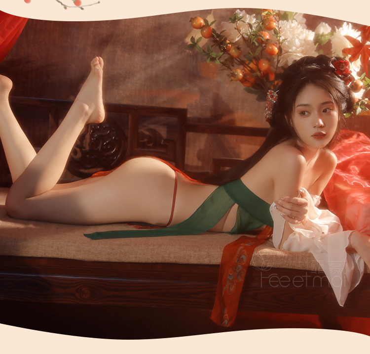 6885古典唐风印花分片抹胸裙(图13)