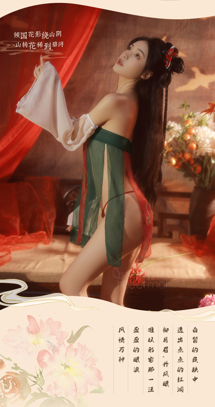 6885古典唐风印花分片抹胸裙(图7)