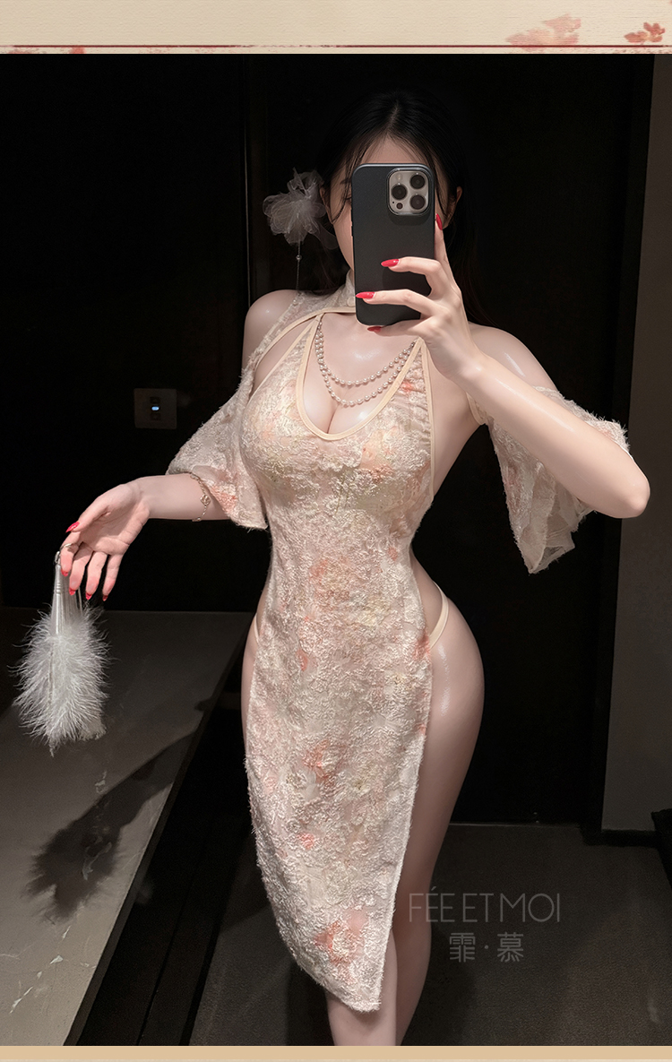 ZY178雪绒佳人珠链盘扣连衣裙(图7)