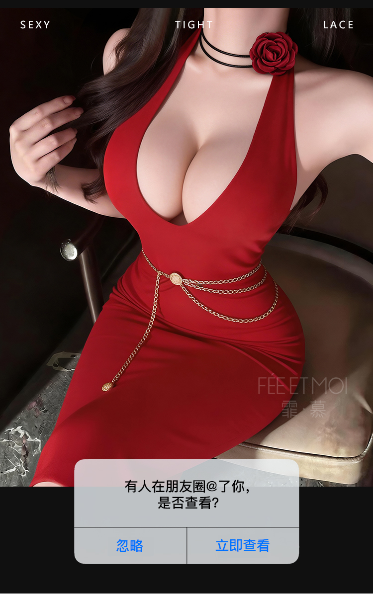 F6247法式名媛深V露臀连衣裙(图9)