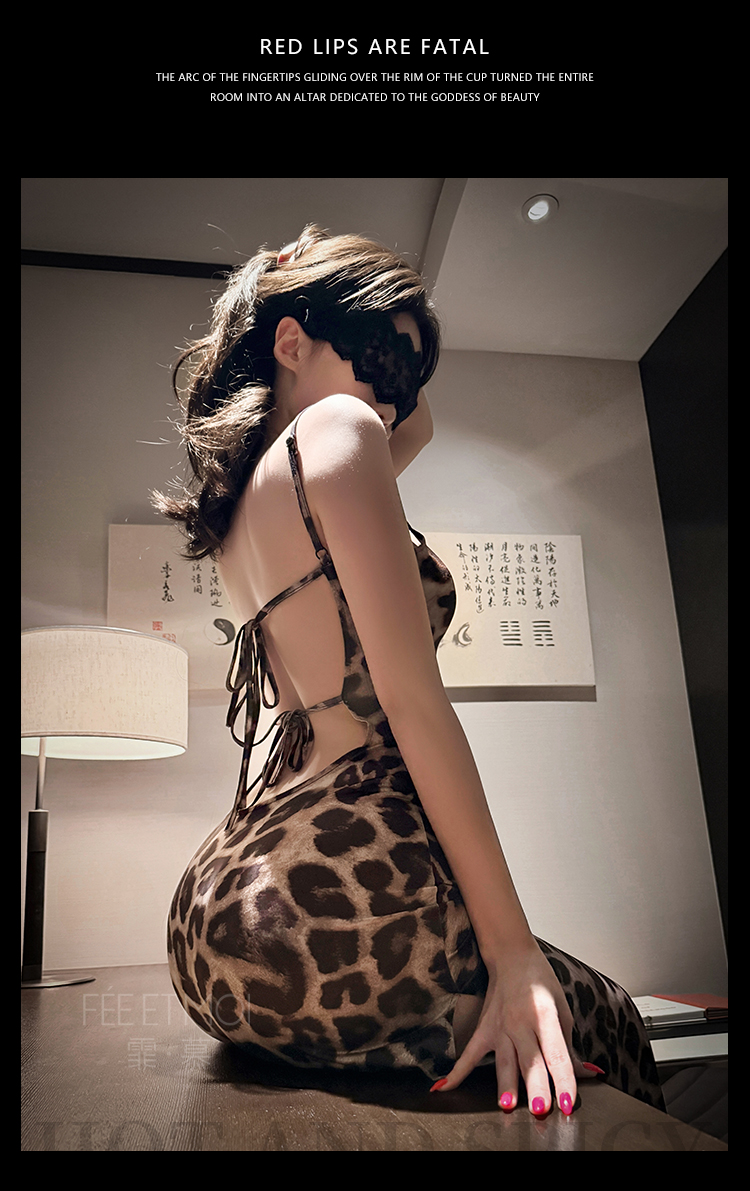 6543性感辣妹豹纹露背吊带裙(图11)