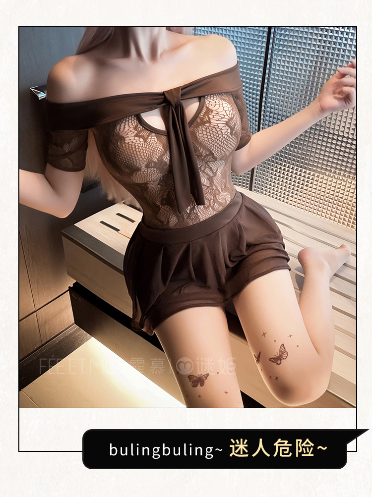 ZY161半糖奶茶透视网衣制服裙(图7)
