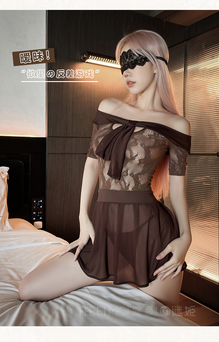 ZY161半糖奶茶透视网衣制服裙(图8)