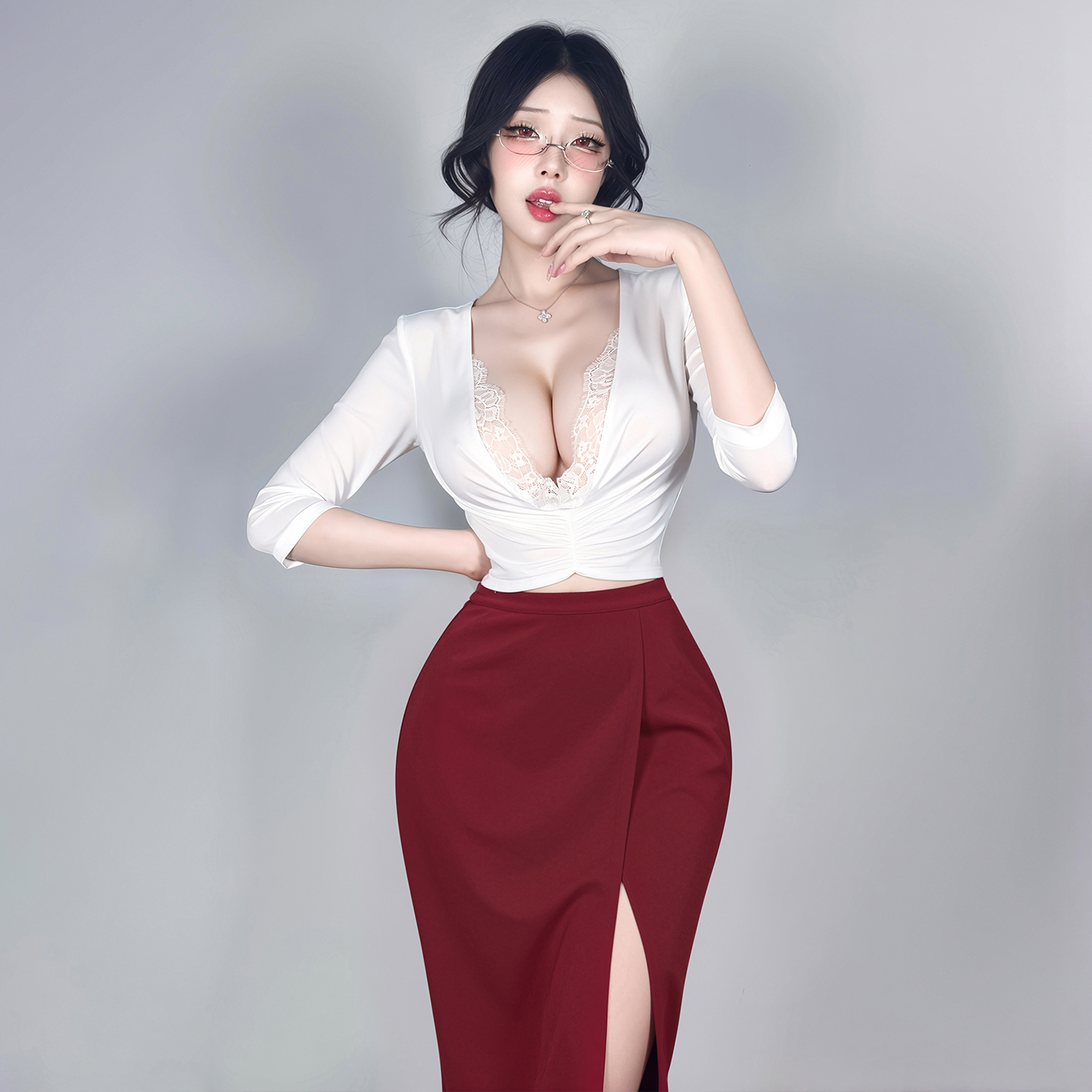 ZY221半熟告白深V露沟秘书装(图3)