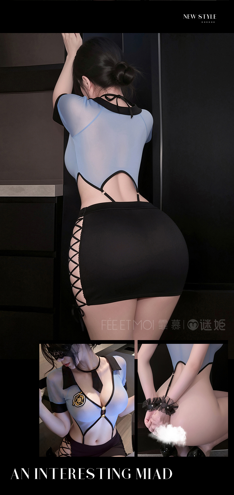 6814火辣教官开裆连体衣套装(图6)
