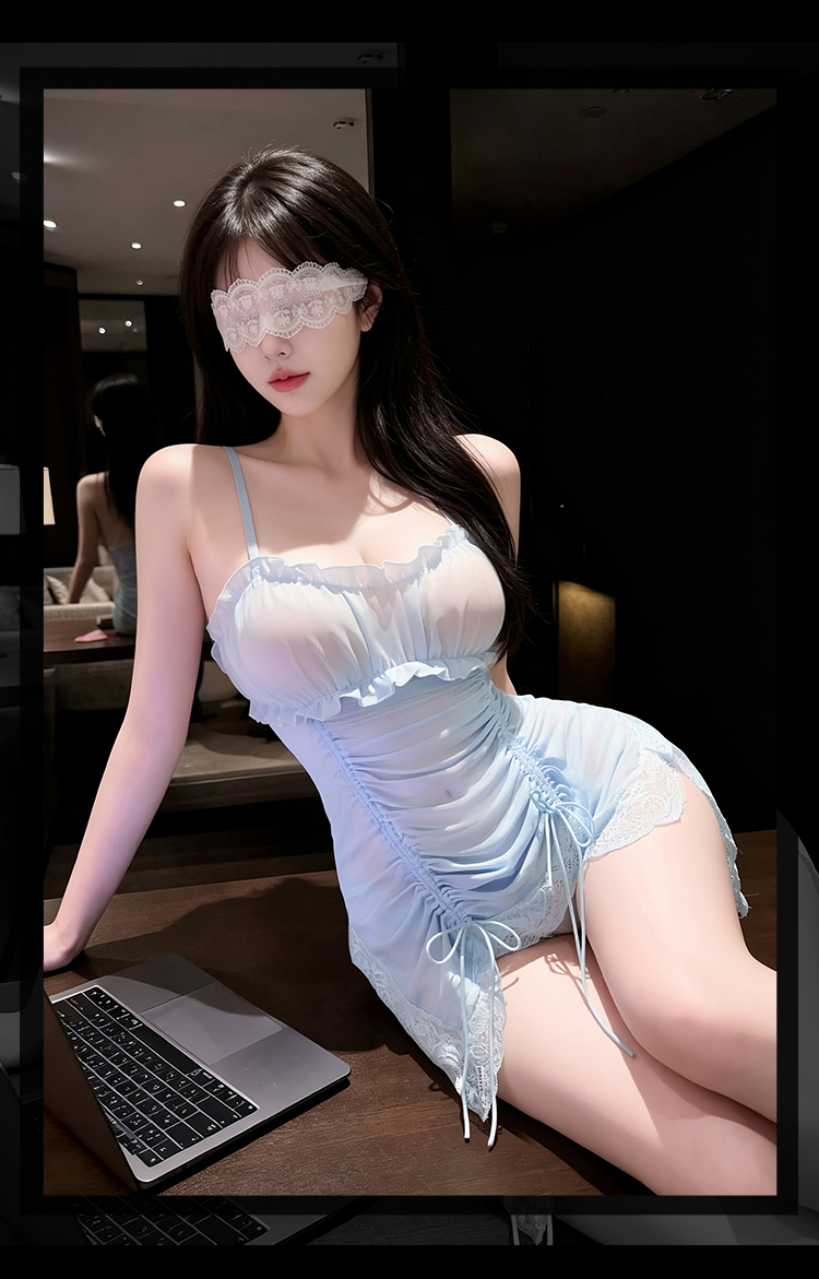 F050网纱抽绳甜欲吊带睡裙(图14)