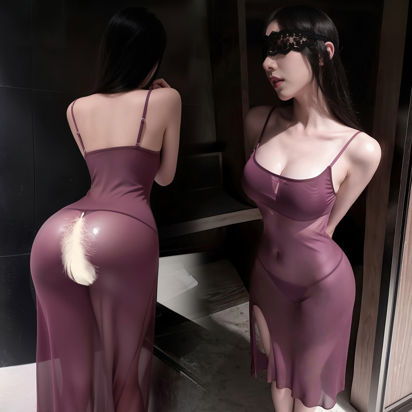 6572侧开衩纯欲吊带后妈裙(图8)