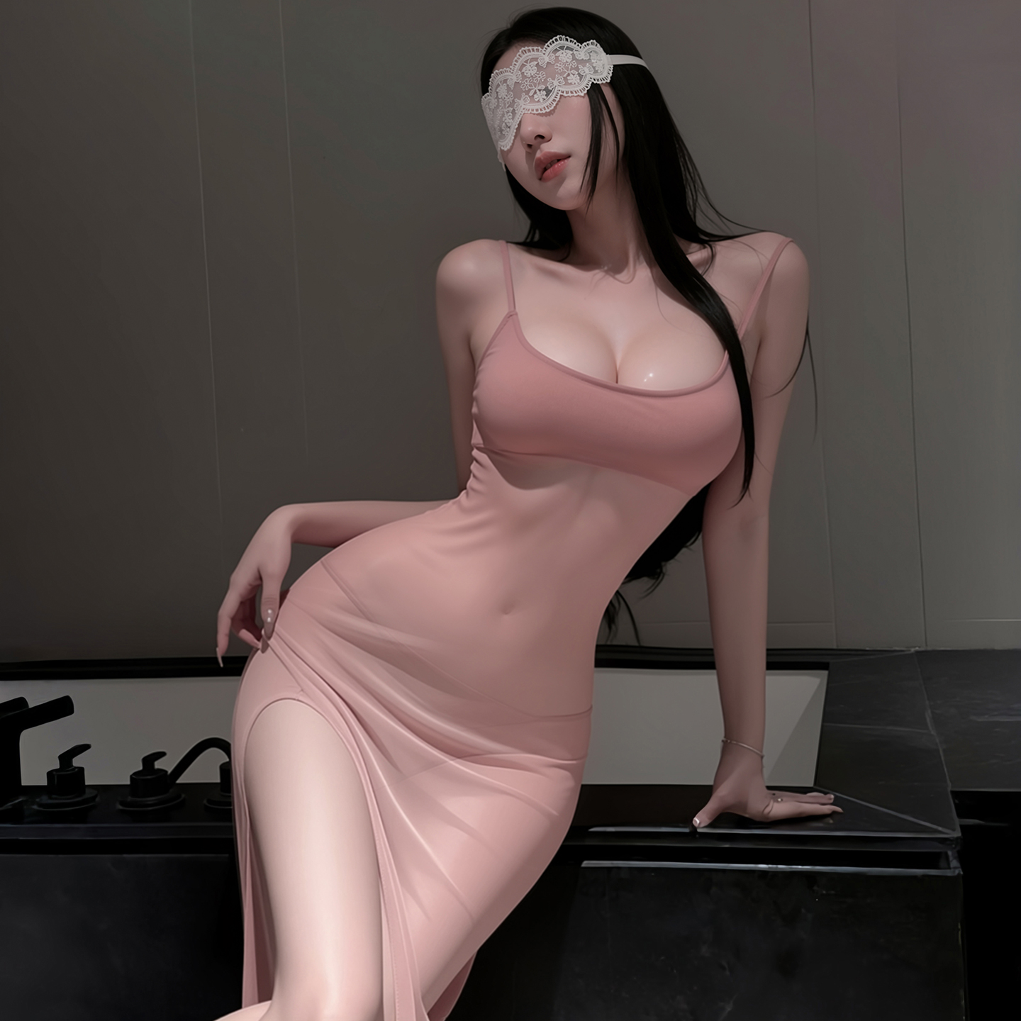 6572侧开衩纯欲吊带后妈裙(图5)