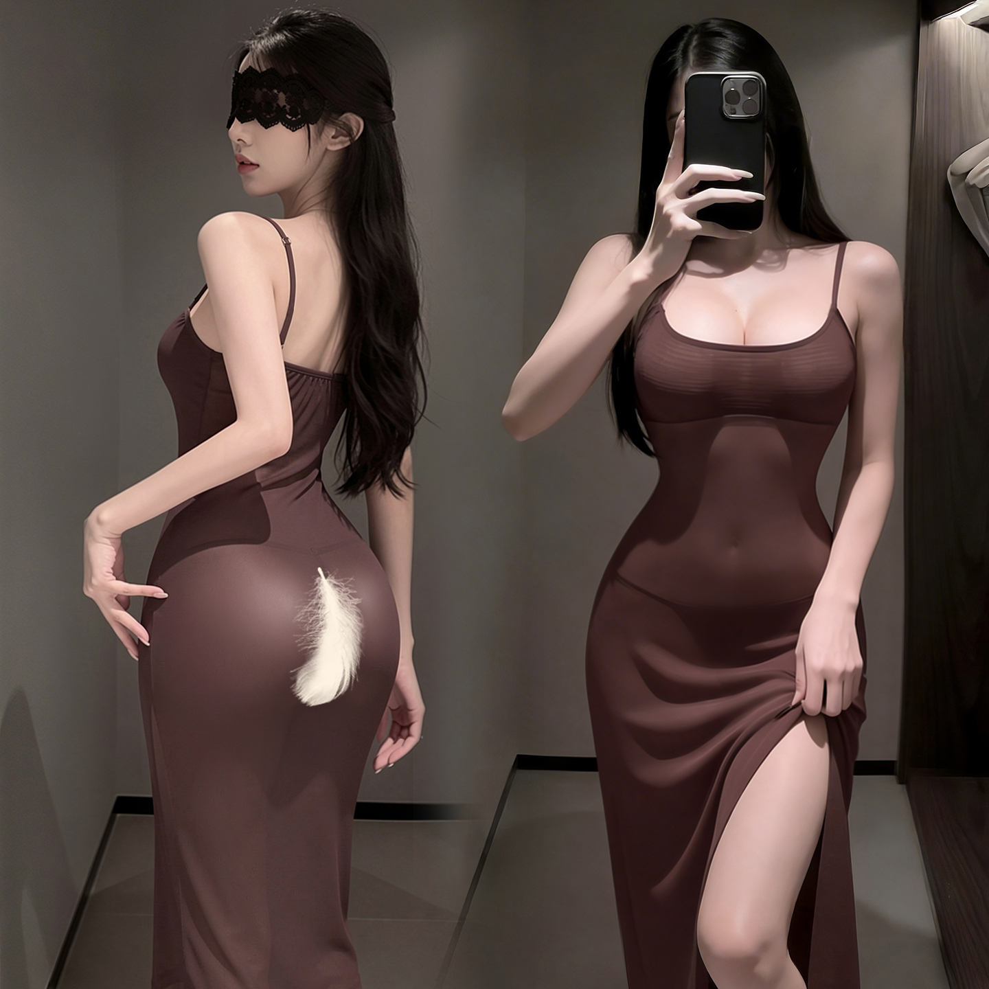 6572侧开衩纯欲吊带后妈裙(图13)