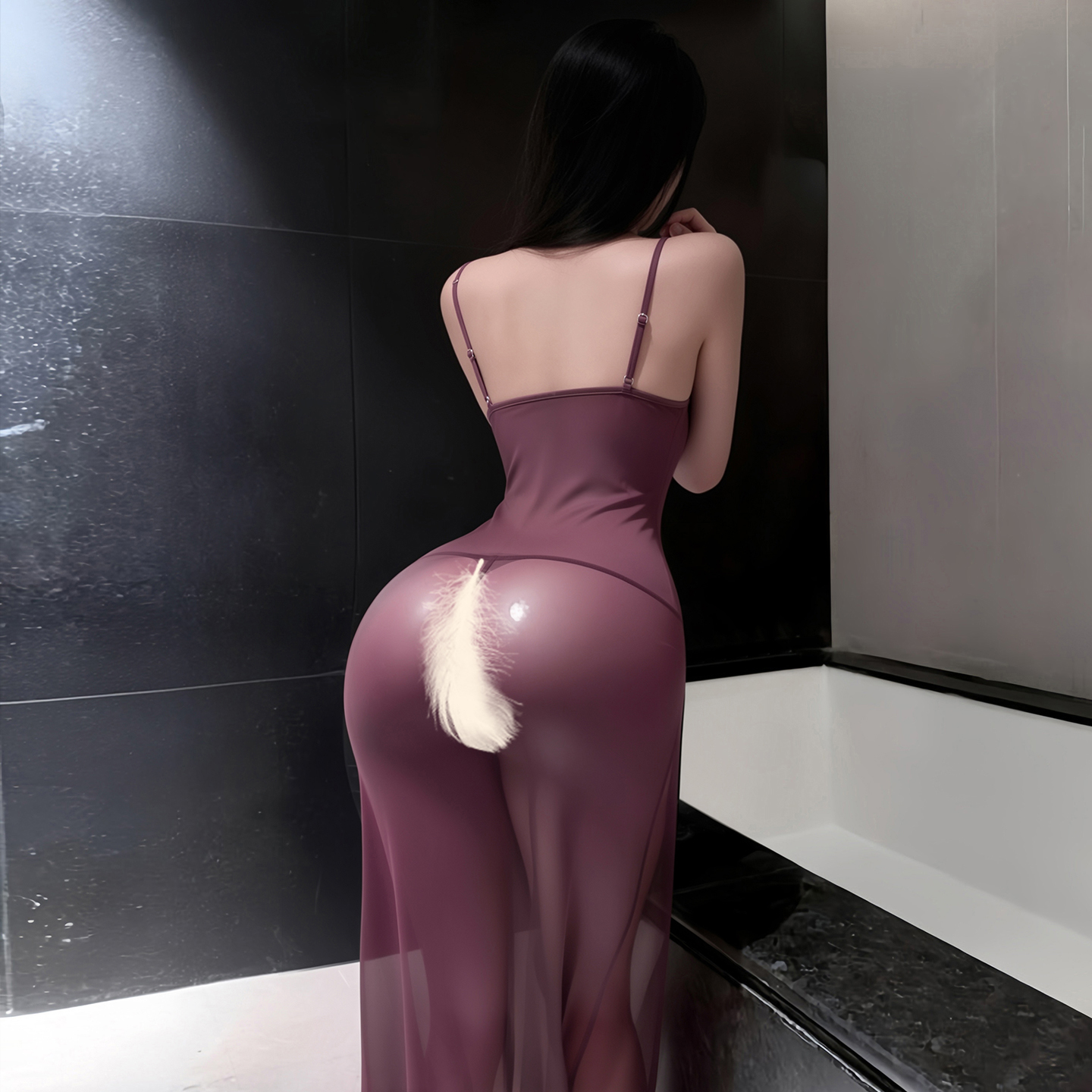 6572侧开衩纯欲吊带后妈裙(图12)