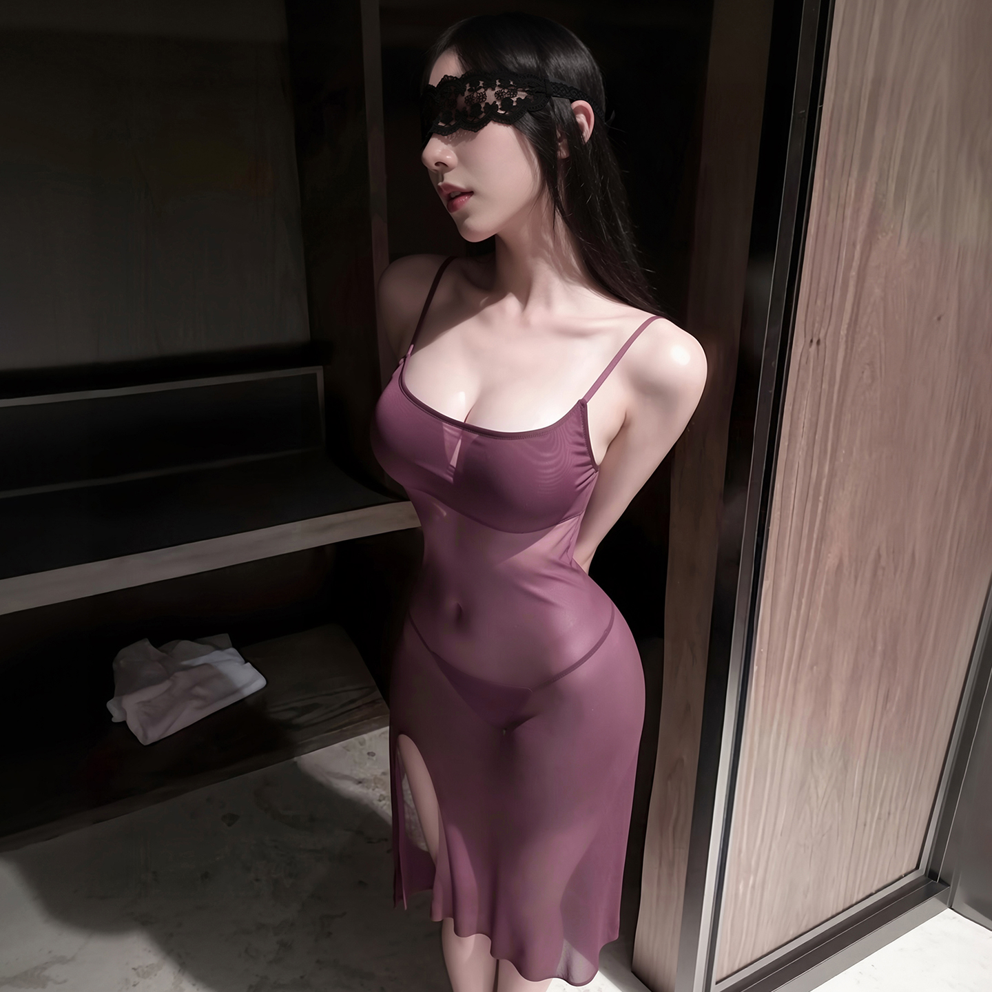 6572侧开衩纯欲吊带后妈裙(图9)